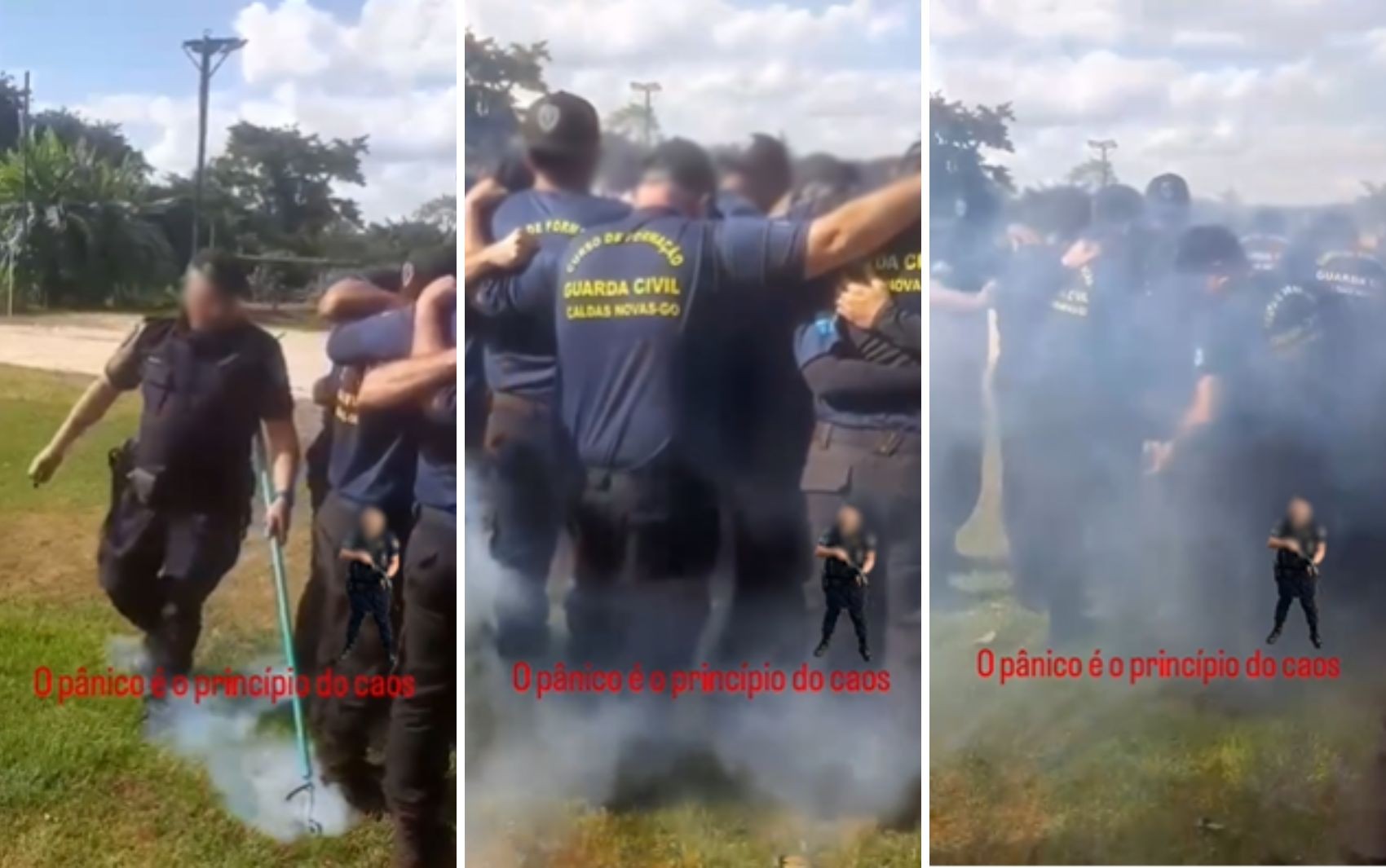 Guardas Civis respiram gás lacrimogêneo durante treinamento; vídeo