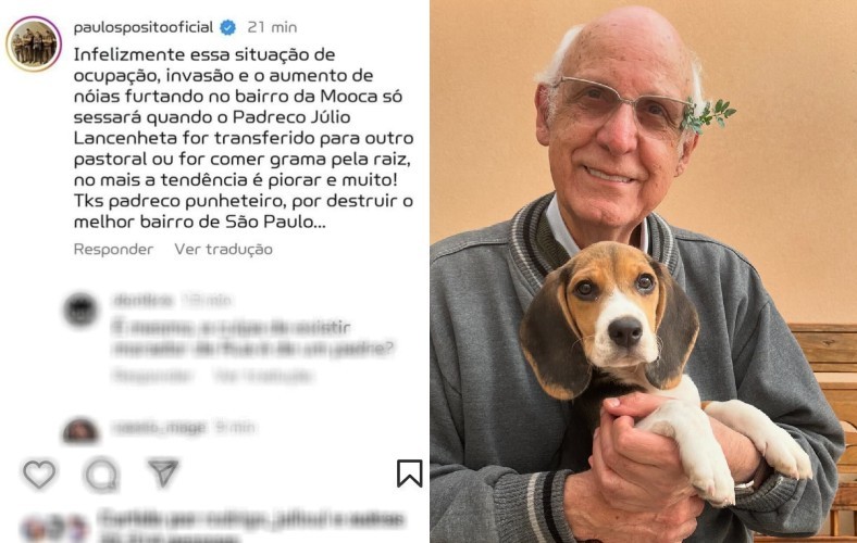 Padre Julio Lancellotti registra ocorrência por ameaça e injúria: 'comer grama pela raiz', diz post contra religioso em rede social