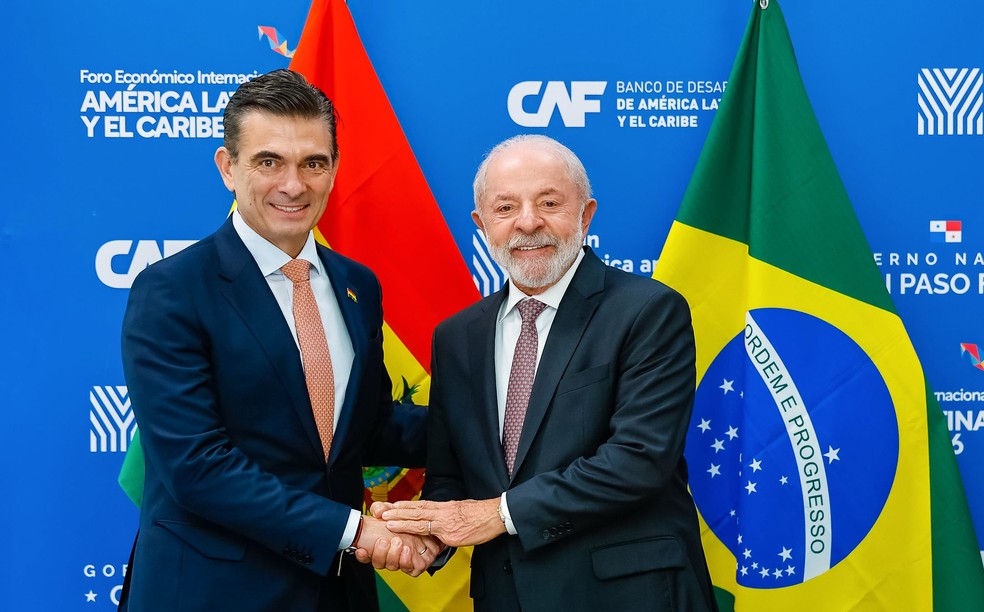 Lula durante reunião com Rodrigo Paz na Cidade do Panamá — Foto: Ricardo Stuckert/PR