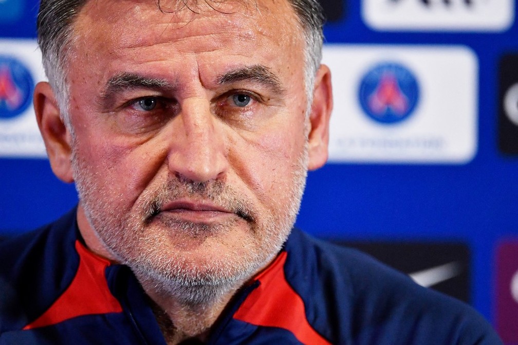  Christophe Galtier, tcnico do PSG, em 19 de maio de 2023 — Foto: JULIEN DE ROSA / AFP