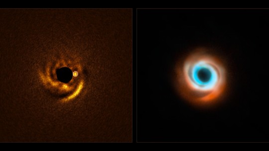 Astrônomos detectam planeta recém-nascido 'esculpindo' poeira no espaço; entenda - Imagem inédita feita com telescópio no Chile mostra planeta moldando espirais em torno de uma estrela jovem. Descoberta pode ajudar a entender como sistemas como o nosso surgem no Universo.