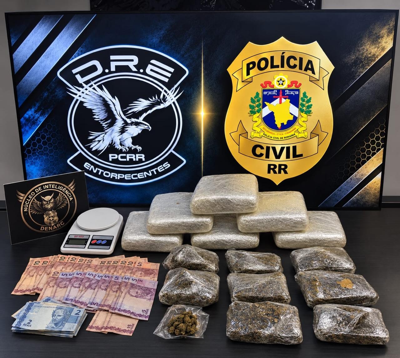 Casal investigado por tráfico de drogas é preso com cerca de 13 kg de skunk em Boa Vista 