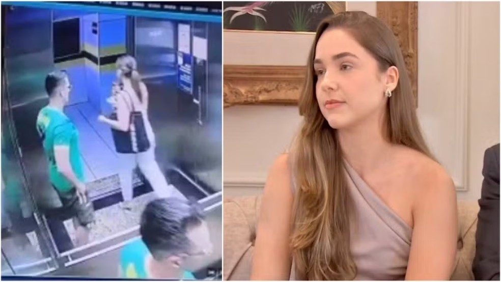 Nutricionista Larissa Duarte cobra R$ 300 mil de homem que a importunou em elevador de prédio comercial em Fortaleza — Foto: TV Verdes Mares/Reprodução