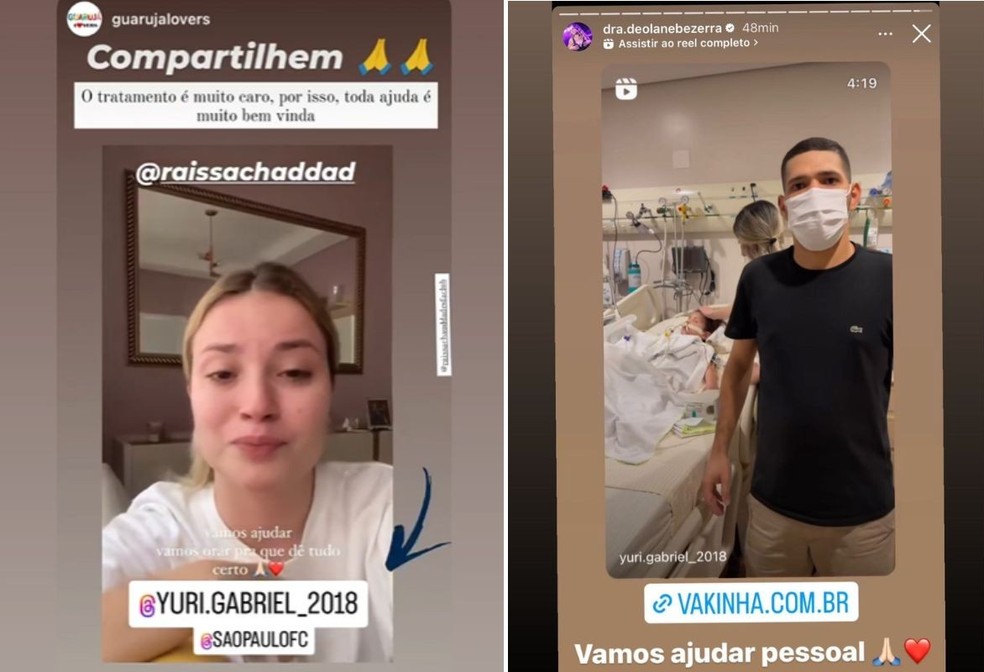 Atriz Raissa Chaddad e advogada Deolane Bezerra compartilharam a história de Yuri — Foto: Reprodução/Instagram @yuri.gabriel_2018