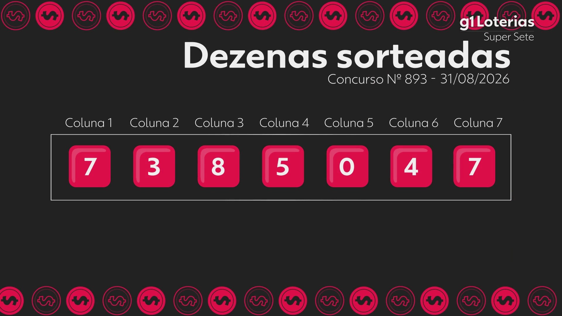 Super Sete hoje: resultado do concurso 893 e números sorteados