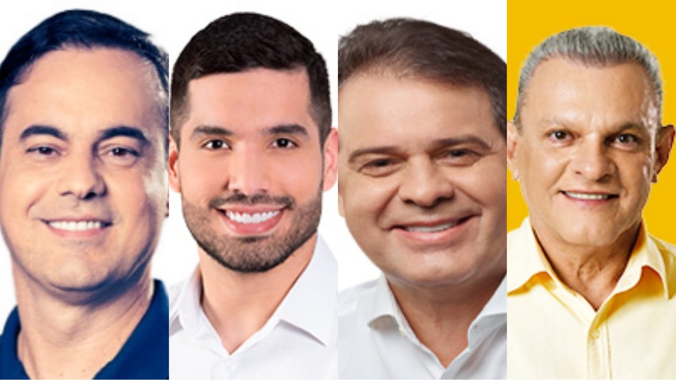 Capitão Wagner (União), André Fernandes (PL), Evandro Leitão (PT) e José Sarto (PDT). — Foto: Divulgacand