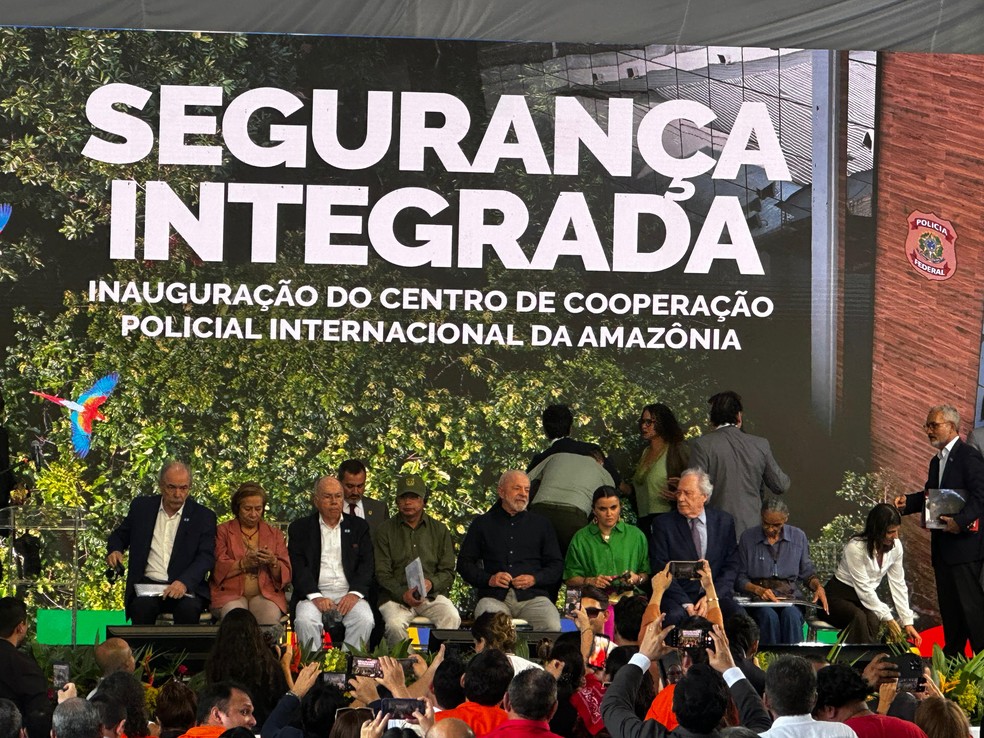 Inauguração do Centro de Cooperação Policial Internacional da Amazônia com a presença do presidente Lula, ministros e autoridades. — Foto: Patrick Marques/g1 AM