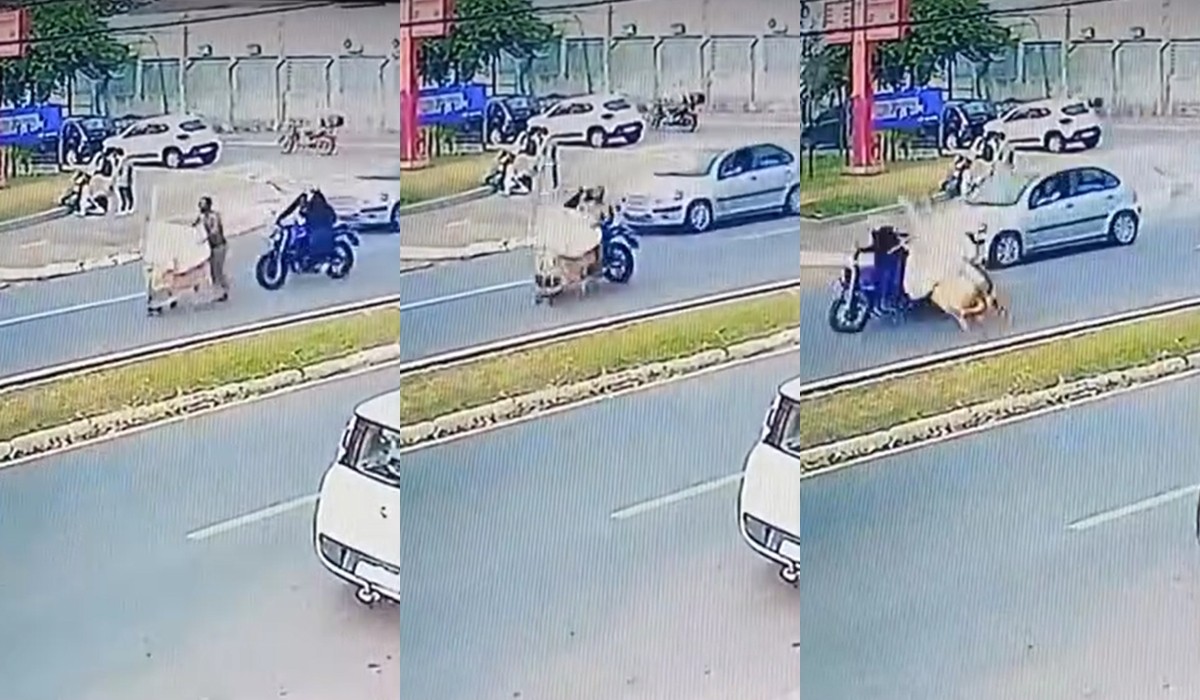 VÍDEO: Câmera flagra momento em que moto atropela coletor de recicláveis em avenida de Itapetininga