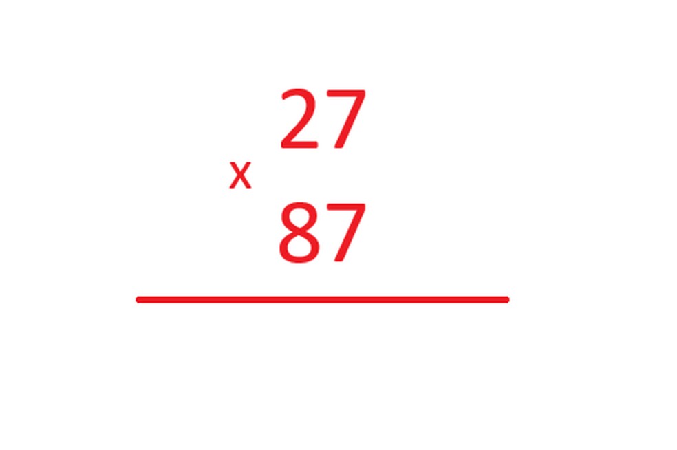 Multiplicação 27 vezes 87. — Foto: g1
