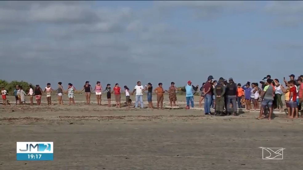 Moradores protestaram contra a reintegração de posse da área, em 2021 — Foto: Reprodução/TV Mirante