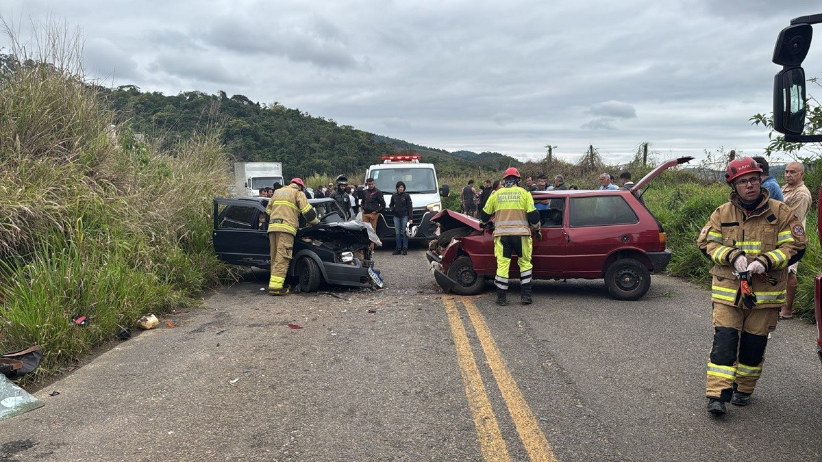 Carros batem de frente e seis pessoas ficam feridas na MG-135
