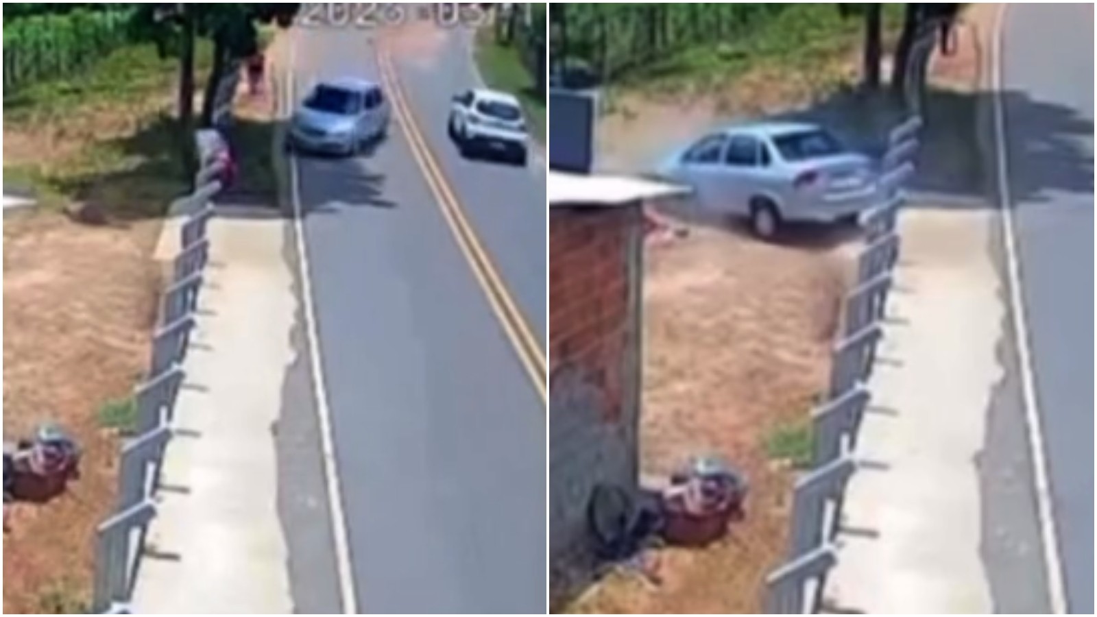 Vídeo: Carro perde controle em curva e atropela duas mulheres em Viçosa do Ceará
