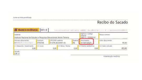PND: boletos não são atualizados pelo Inep, e candidatos podem ficar de fora da prova usada em concurso público; 'Estou desesperada', diz professora - Edital do exame, atualizado nesta semana, previa que pagamentos poderiam ser feitos até 1º de agosto. Como boletos não foram alterados, participantes não conseguem pagar a taxa de R$ 85.