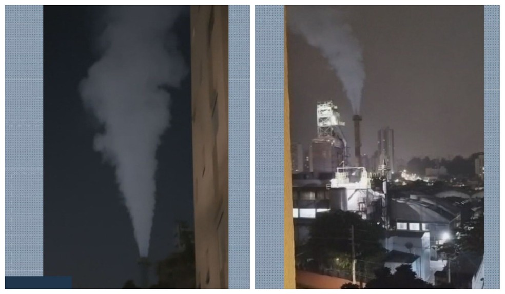 Fumaça de fábrica na Zona Sul de SP. — Foto: Reprodução/ TV Globo
