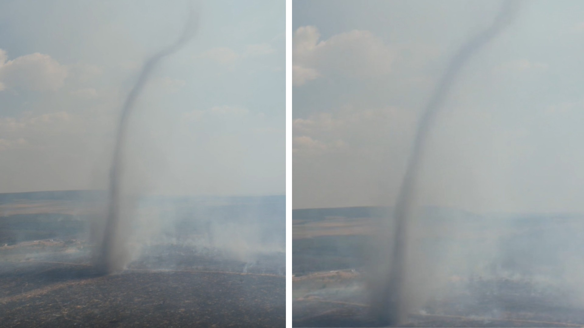 Redemoinho gigante impressiona durante incêndio em Goiás