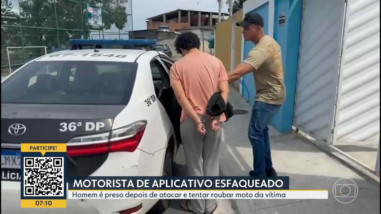 Homem é preso por esfaquear e tentar roubar a moto de um motociclista de aplicativo em Santa Cruz