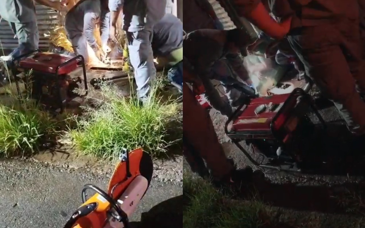 Adolescente fica com a perna presa em bueiro e resgate dura mais de duas horas no interior de SP; vídeo