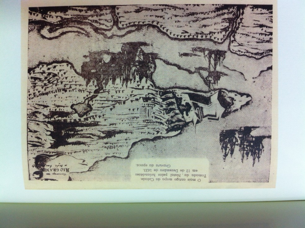 Gravura da época: o mais antigo mapa da cidade elaborado em 1633 — Foto: Caroline Holder/G1