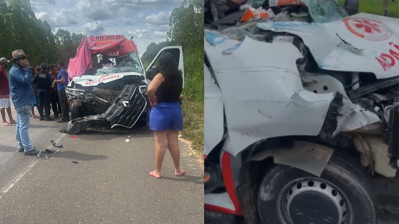 Técnico em enfermagem fica ferido em acidente entre ambulância e caminhão no Sul do Piauí