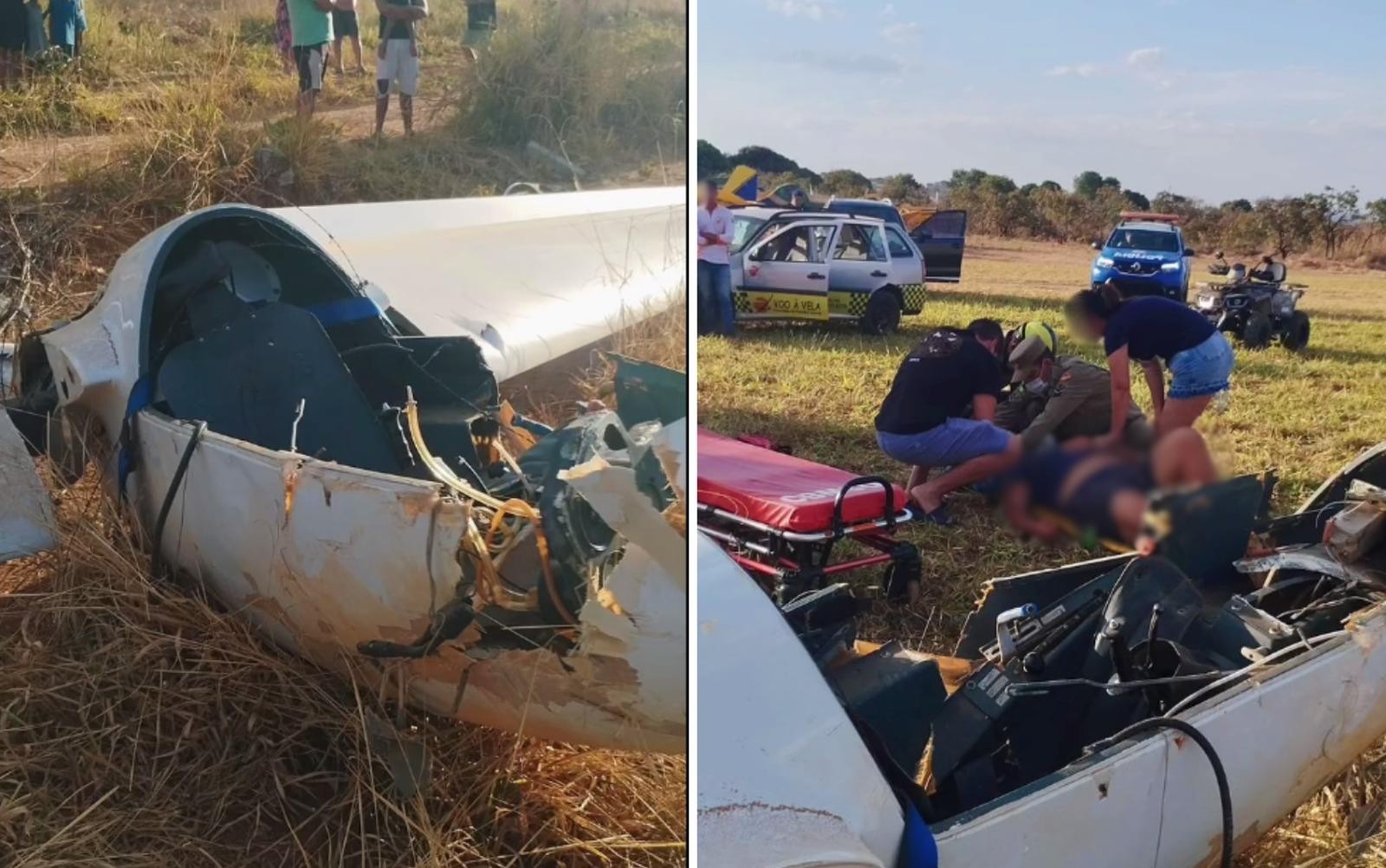 Avião planador cai após bater em árvore, em Goiás