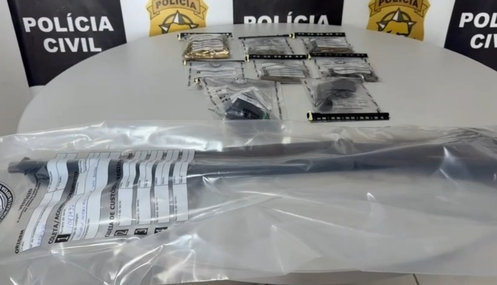 Armas apreendidas nesta quarta-feira (14) no Alto Oeste potiguar — Foto: Reprodução/Polícia Civil