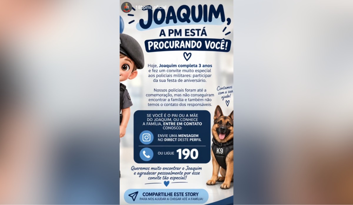 Menino de 3 anos ganha surpresa de policiais no aniversário após mobilização na internet no interior de SP