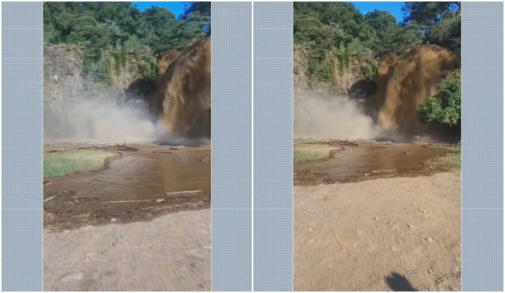 Jovens ficam ilhados por cabeça d'água em cachoeira da Grande BH; VÍDEO