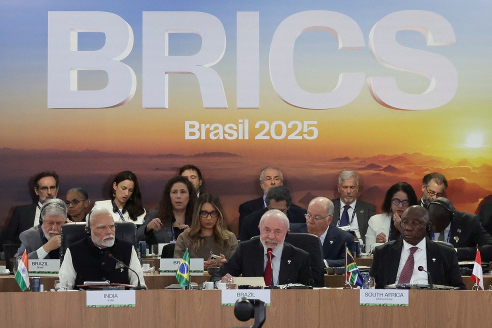 Lula fala durante encontro do Brics no Rio — Foto: REUTERS/Ricardo Moraes