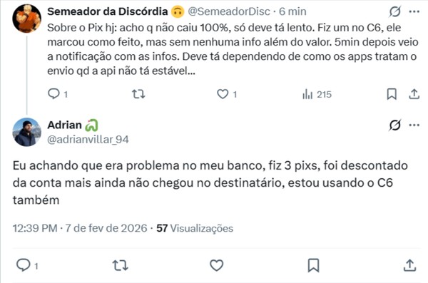 Usuários relatam instabilidade em aplicativos de bancos nas redes sociais — Foto: Reprodução/X