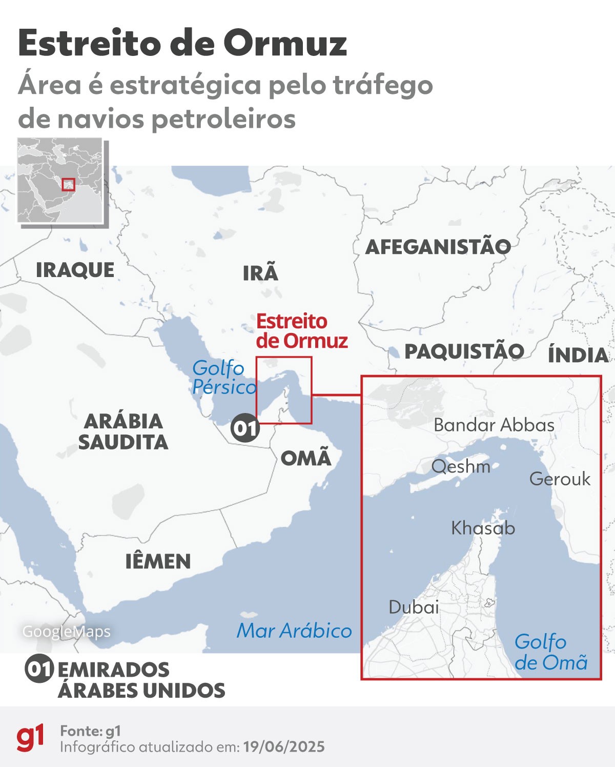Conheça o Estreito de Ormuz, crucial para o petróleo global e sob risco de fechamento pelo Irã