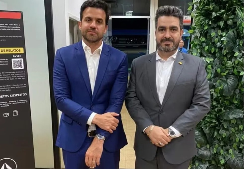 O influenciador Pablo Marçal e o presidente do PRTB, Leonardo Avalanche — Foto: Reprodução/Instagram