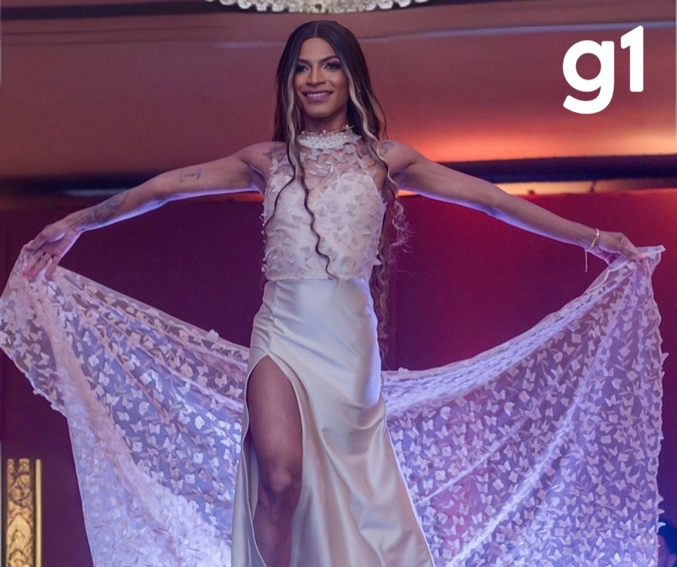 Santrosa, de 27 anos, participou do concurso Miss Mato Grosso 2024 representando a cidade de Sinop. — Foto: Reprodução