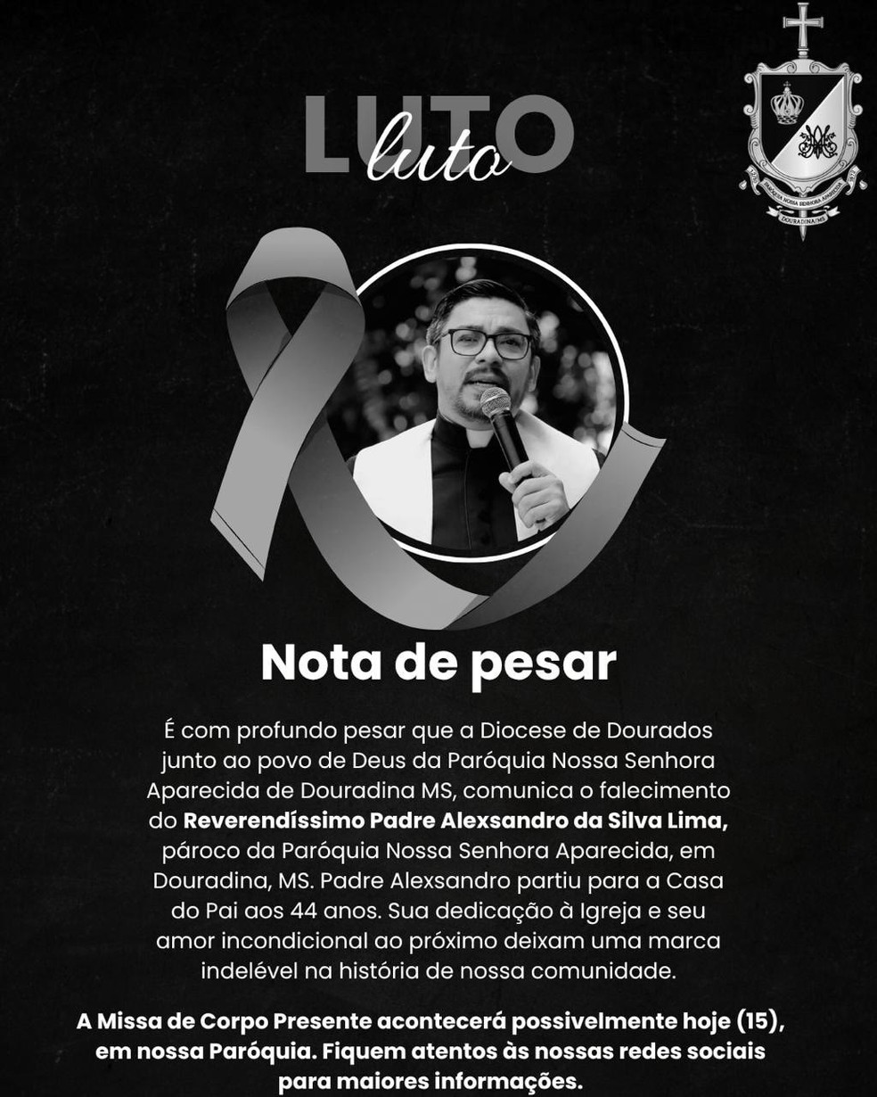 Nota de pesar. — Foto: Reprodução