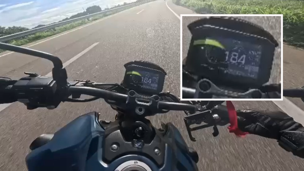 Motociclista a 184 km/h sofre acidente na CE-040 na cidade de Beberibe, no litoral cearense — Foto: Reprodução