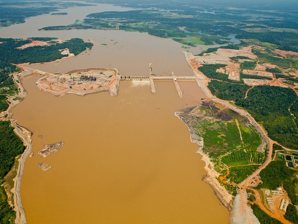 Foto de arquivo da Hidrelétrica de Santo Antônio, no rio Madeira, em Rondônia — Foto: Beethoven Delano/Divulgação