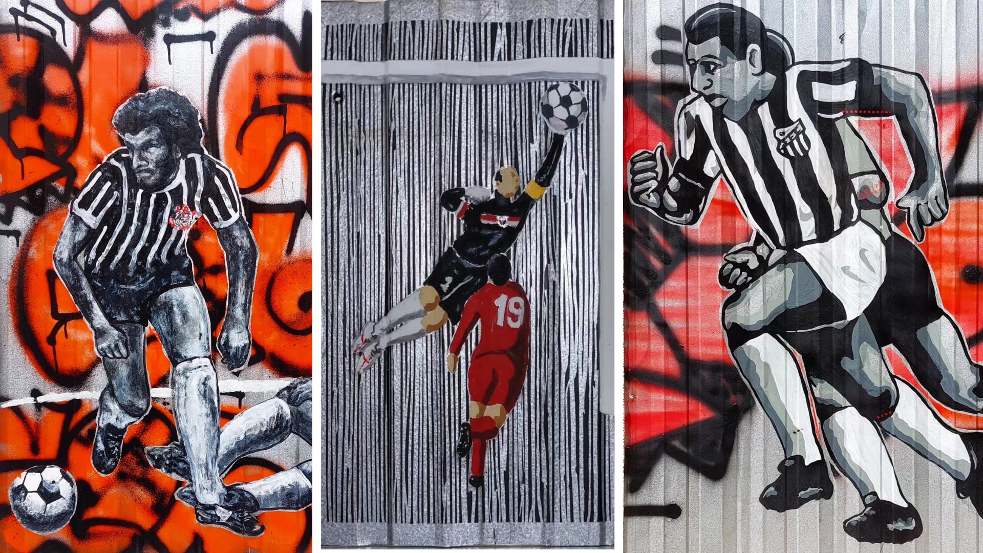 FOTOS: artista de Sorocaba usa telhas de zinco e chapas metálicas para pintar cenas do futebol