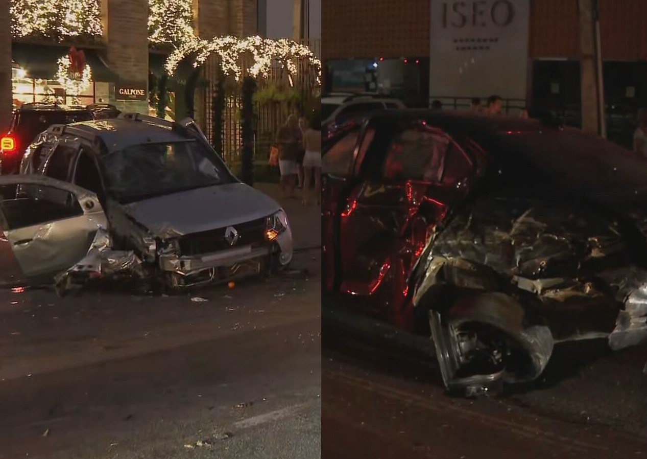Acidente entre quatro carros causa capotamento e deixa cinco feridos em avenida do Recife