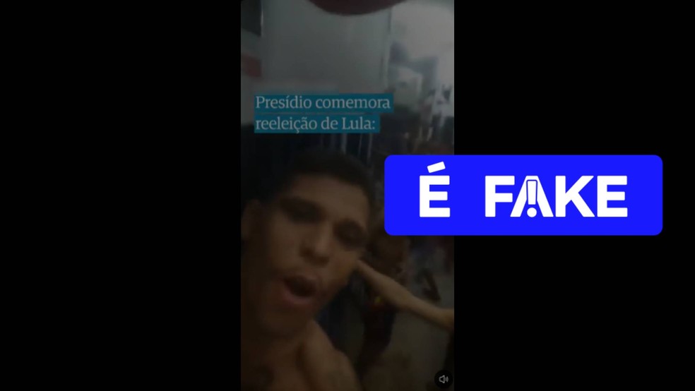 É #FAKE que vídeo seja celebração em presídio por vitória de Lula; cena exibe festa após gol do Santa Cruz em 2022 — Foto: Reprodução