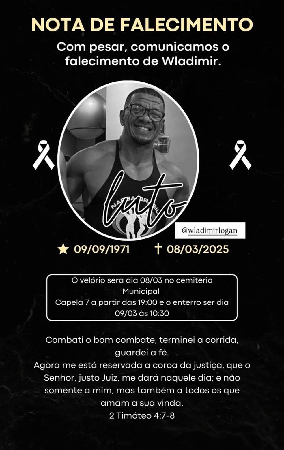 Wladimir Silva foi socorrido com vida após o acidente com moto, mas morreu ao dar entrada no HPS — Foto: Reprodução/Redes Sociais