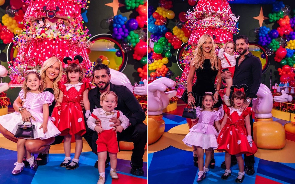 Virginia e Z&eacute; Felipe posam juntos dos 3 filhos em festa de 5 anos de Maria Alice &mdash; Foto: Reprodu&ccedil;&atilde;o/Instagram de Virginia Fonseca
