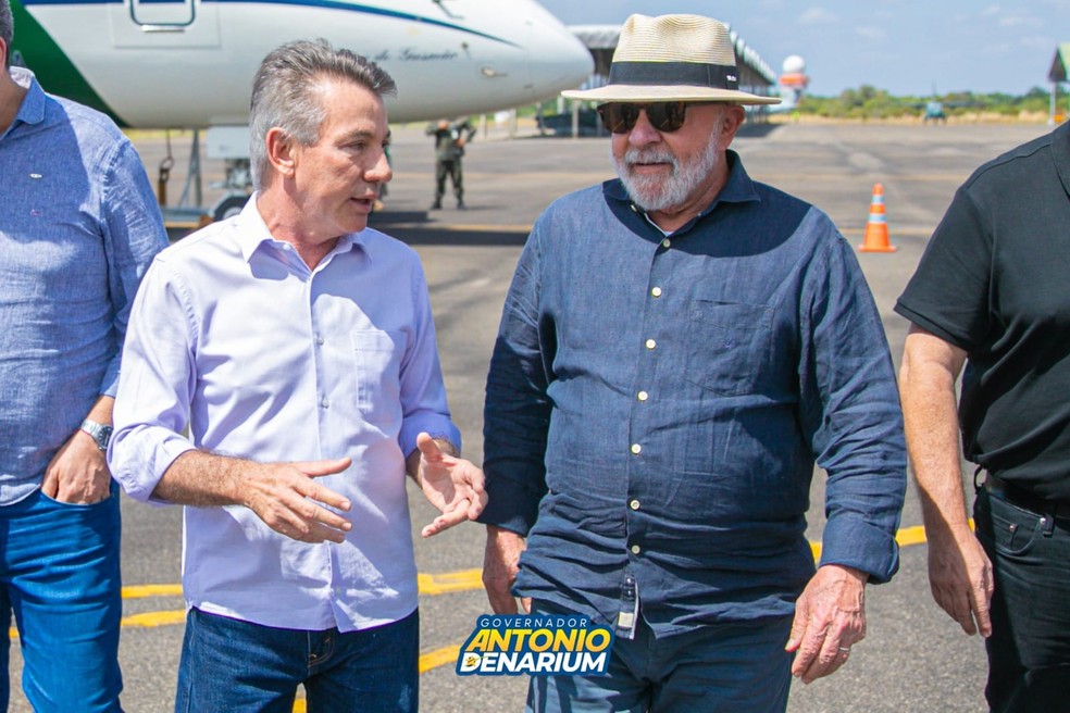 Governador Antonio Denarium e o presidente Lula em Boa Vista.  — Foto: Reprodução/Facebook/Antonio Denarium/Arquivo