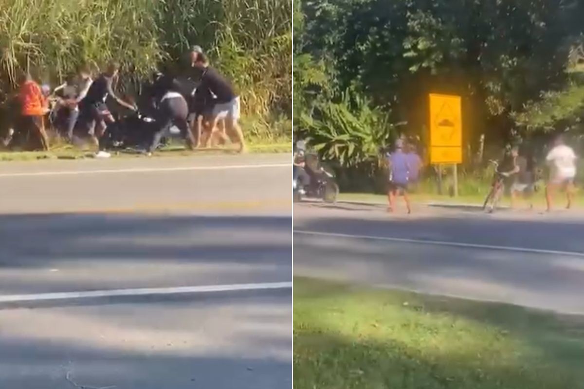 Adolescentes derrubam casal de moto, dão pauladas nas vítimas e fogem no litoral de SP; dois são detidos