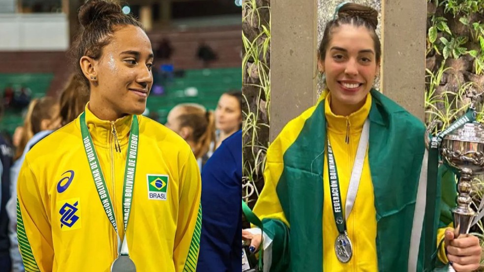 Rebeca e Lívia com as medalhas de prata pela Seleção Brasileira Sub-19 — Foto: Arquivo Pessoal