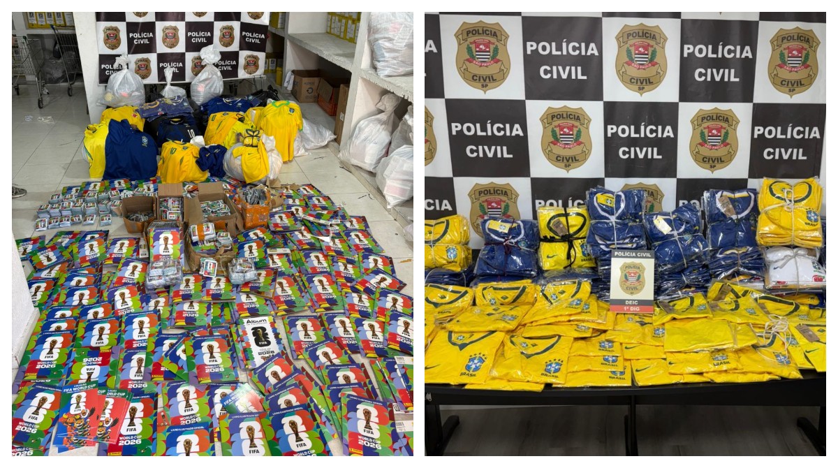 Polícia apreende 50 mil figurinhas e mil álbuns falsificados da Copa do Mundo em operação no Centro de SP