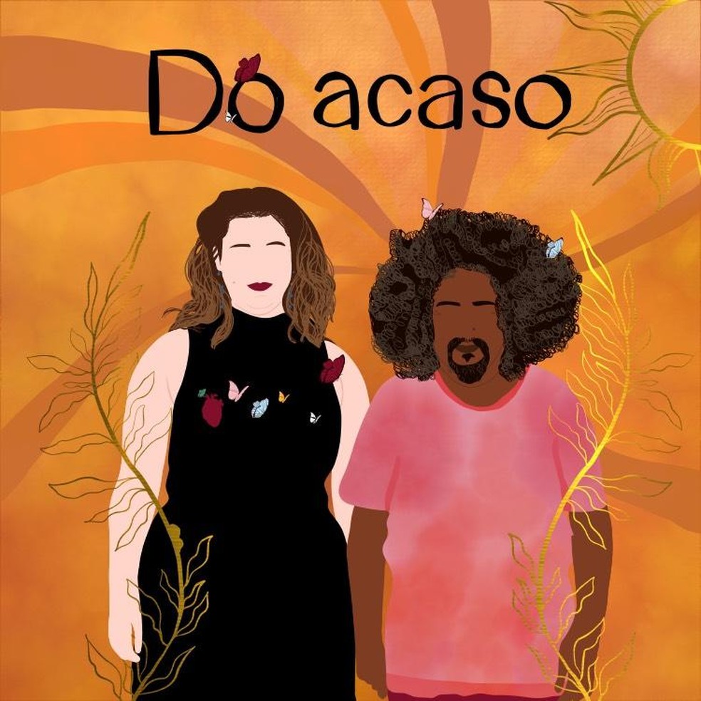 Alice Caymmi e Chico César em ilustração da capa do single 'Do acaso' — Foto: Divulgação