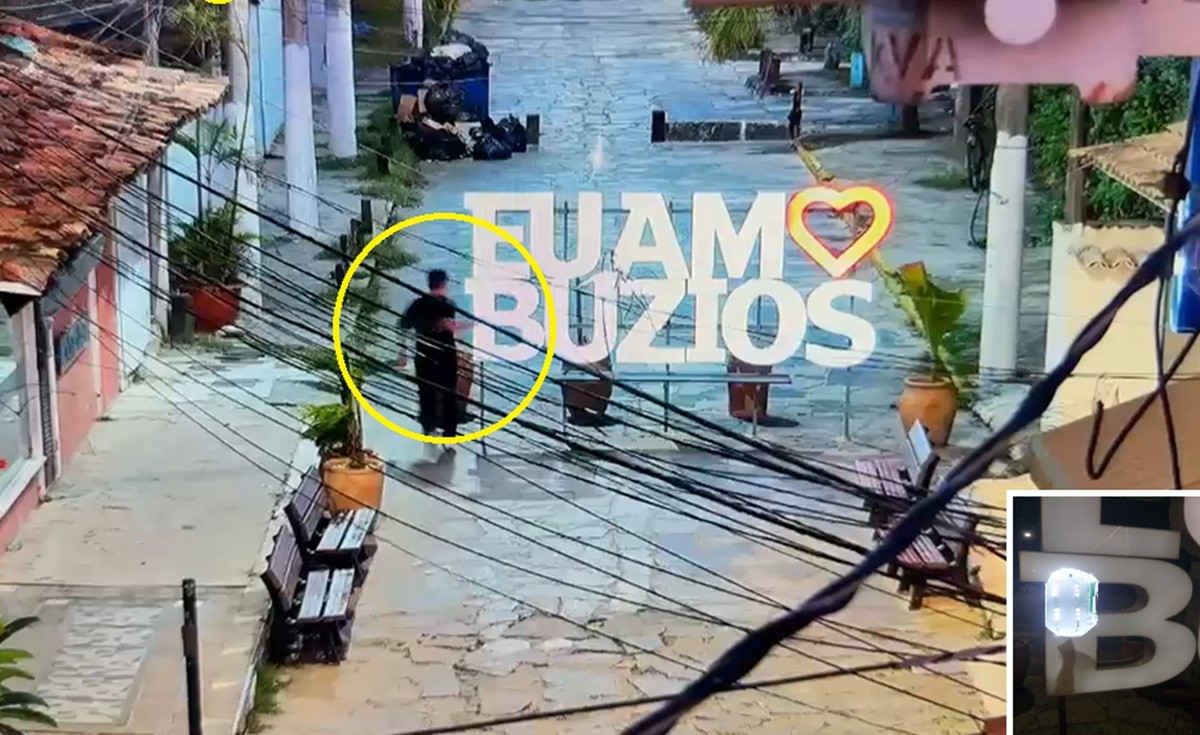 Homem é flagrado vandalizando placa em ponto turístico de Búzios e causa revolta; vídeo 