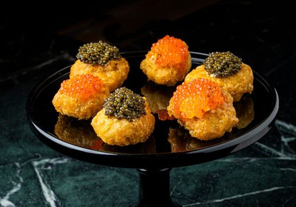 Nuggets de frango com caviar do restaurante de Nova York Coqodaq — Foto: Divulgação