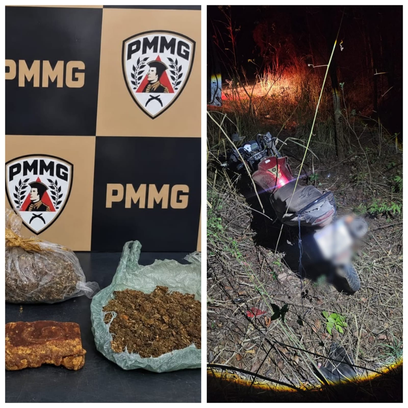 Motociclista é preso com drogas após fugir da PM e sofrer acidente na LMG-628, em Unaí