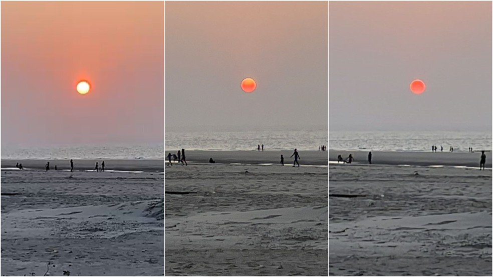 Fenômeno do 'sol vermelho' foi registrado em São Luís — Foto: Jo Fonseca Eventos