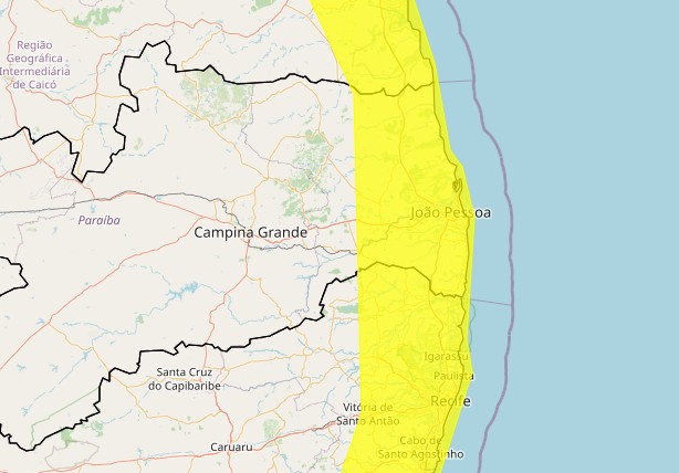 Inmet emite alerta de acumulado de chuvas para João Pessoa e mais 36 cidades da PB até segunda (23)